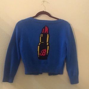 Cobalt Blue Betsy Johnson Lipstick Cardigan